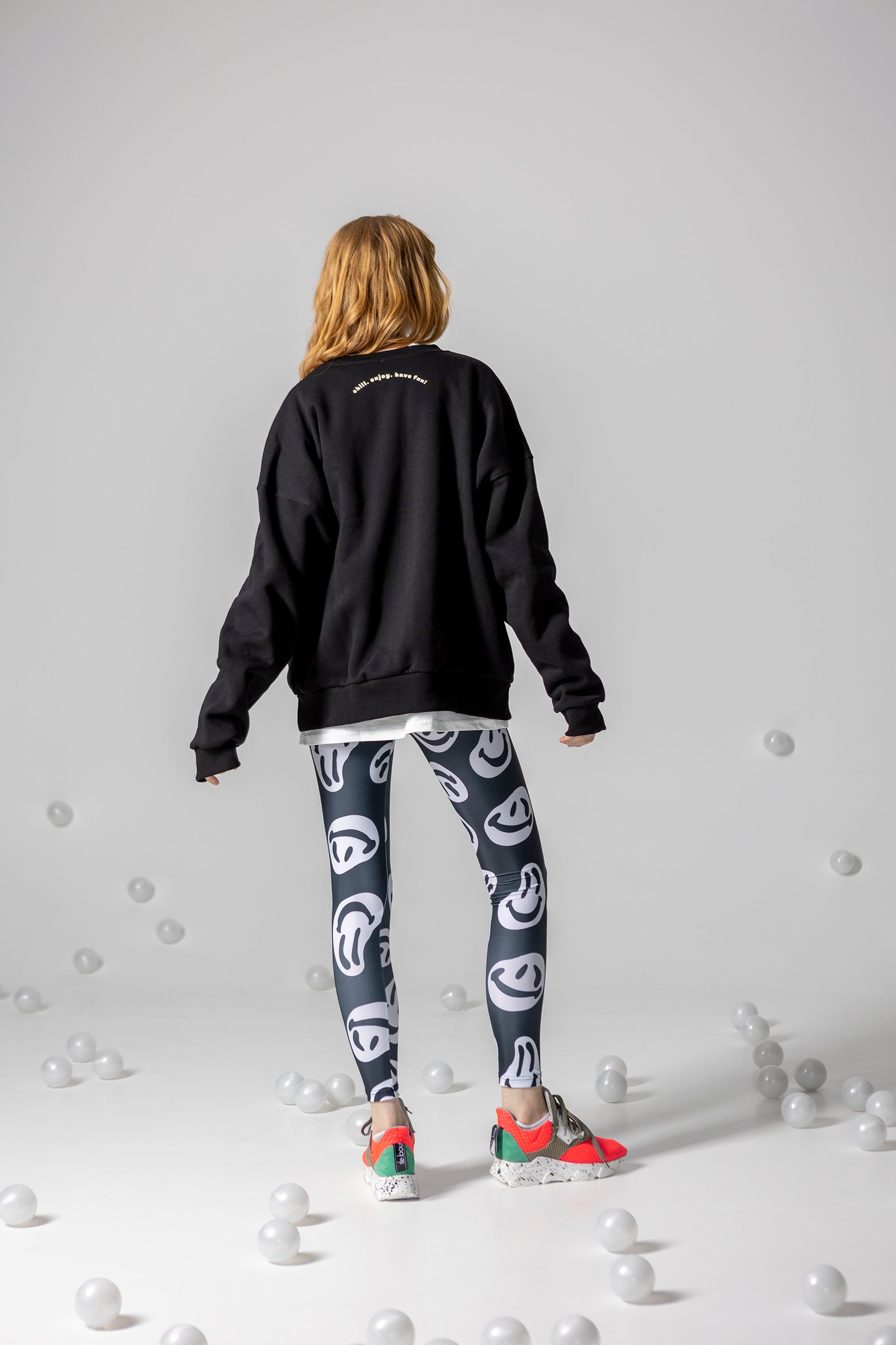 LEGGINGS GLORIA- JUST SMILE BLACK AND WHITE