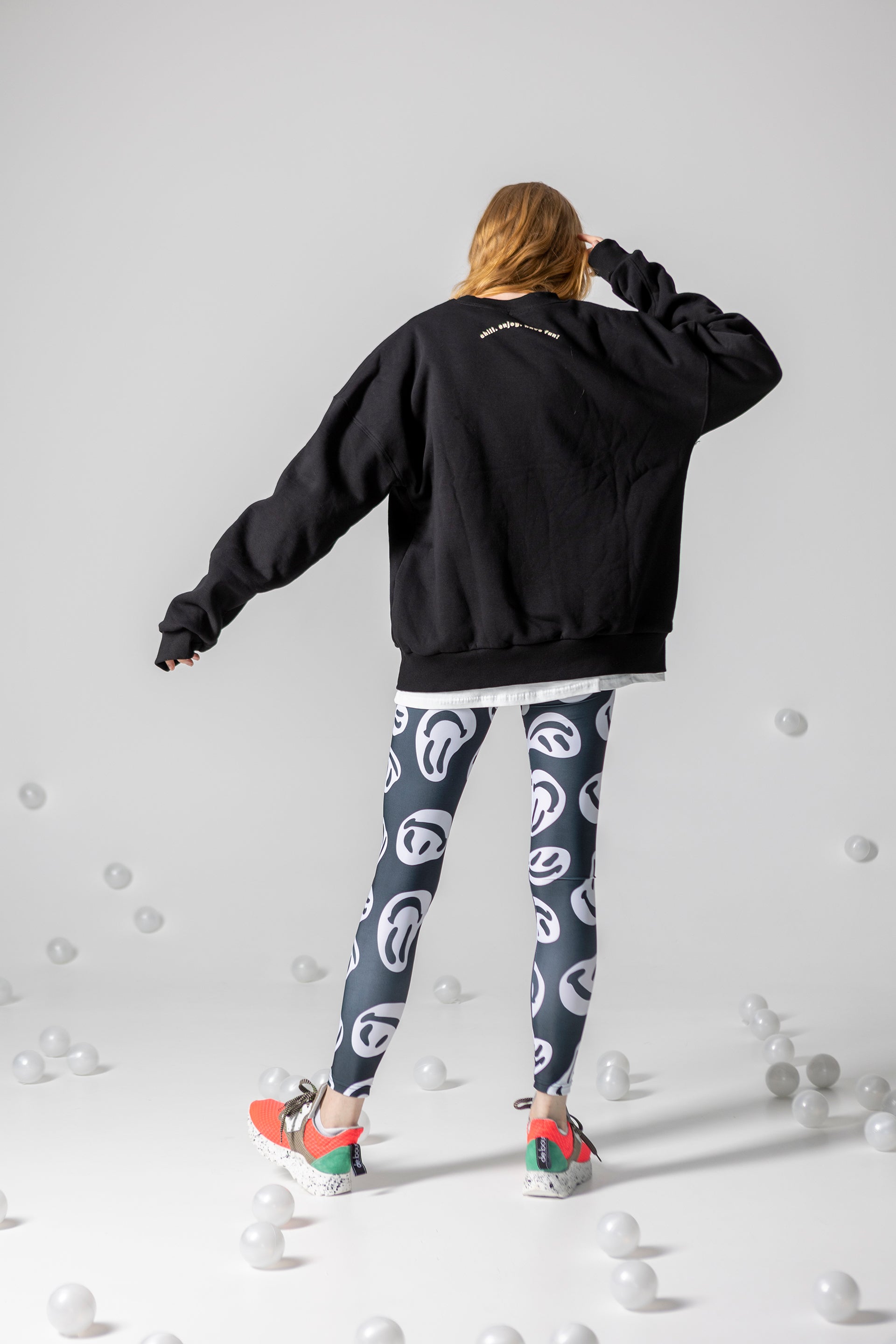 LEGGINGS GLORIA- JUST SMILE BLACK AND WHITE