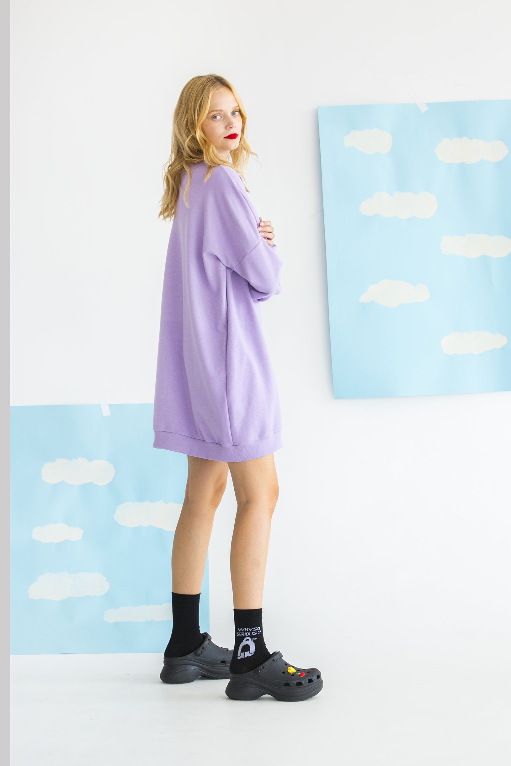 SWEATSHIRT DRESS CHILLY WILLY-PENGUIN BOWS